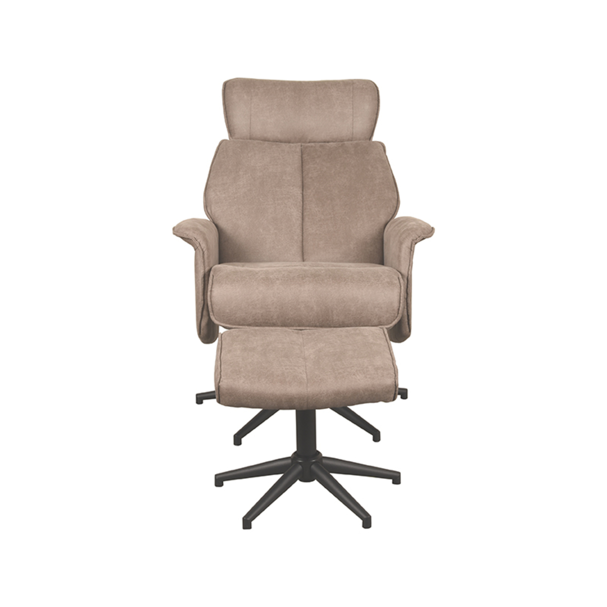 LABEL51 Fauteuil Verdal - Taupe - Micro Suede - Incl. Hocker - Afbeelding 5