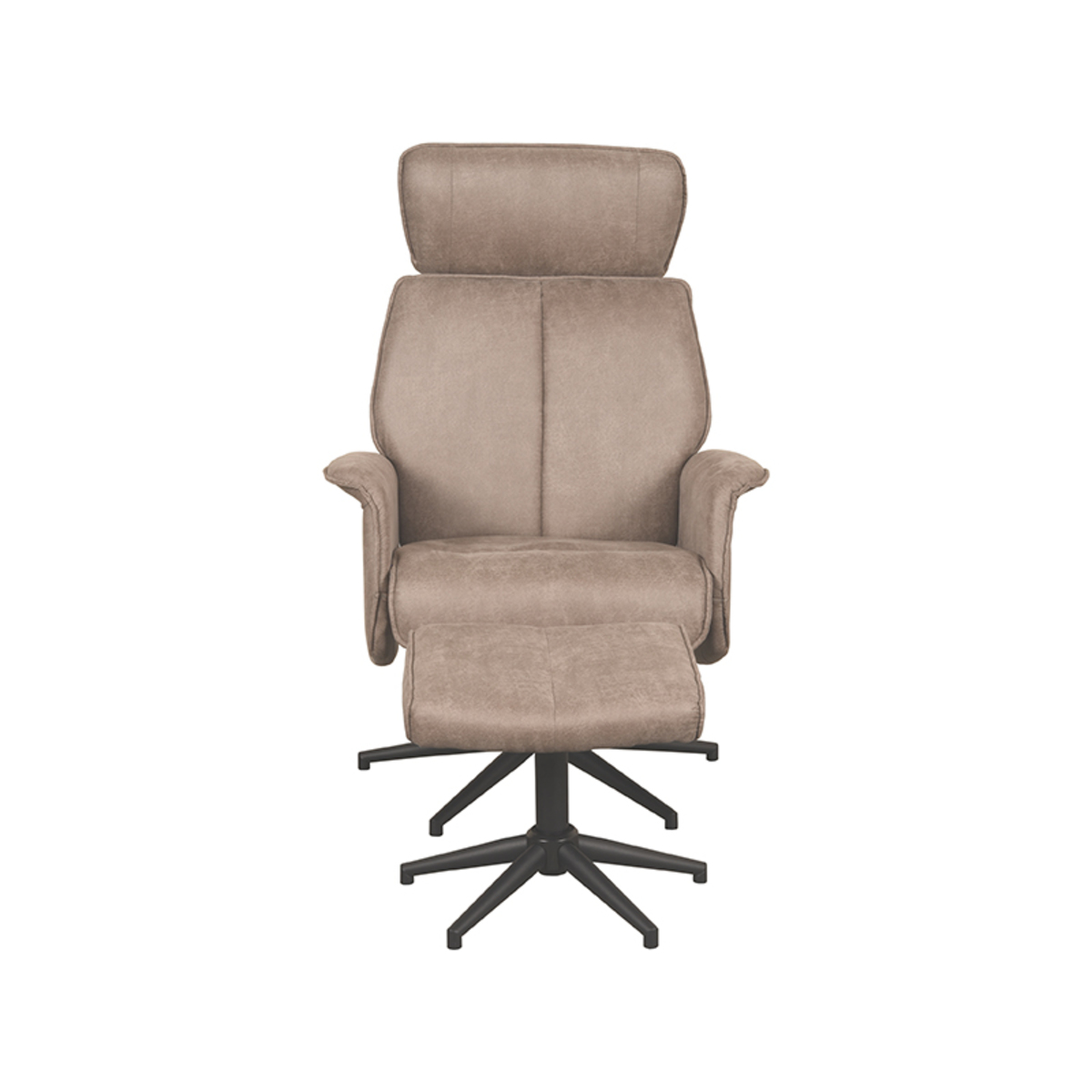 LABEL51 Fauteuil Verdal - Taupe - Micro Suede - Incl. Hocker - Afbeelding 4