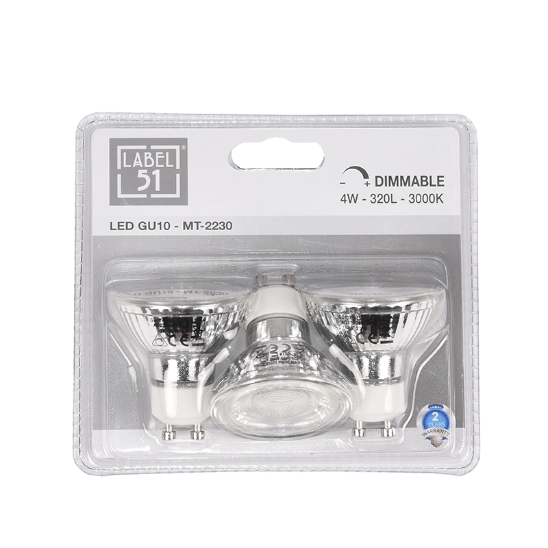 LABEL51 Lichtbron GU10 3 Stuks - Glas Glas