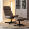 LABEL51 Fauteuil Alvar - Taupe - Micro Suede - Incl. Hocker