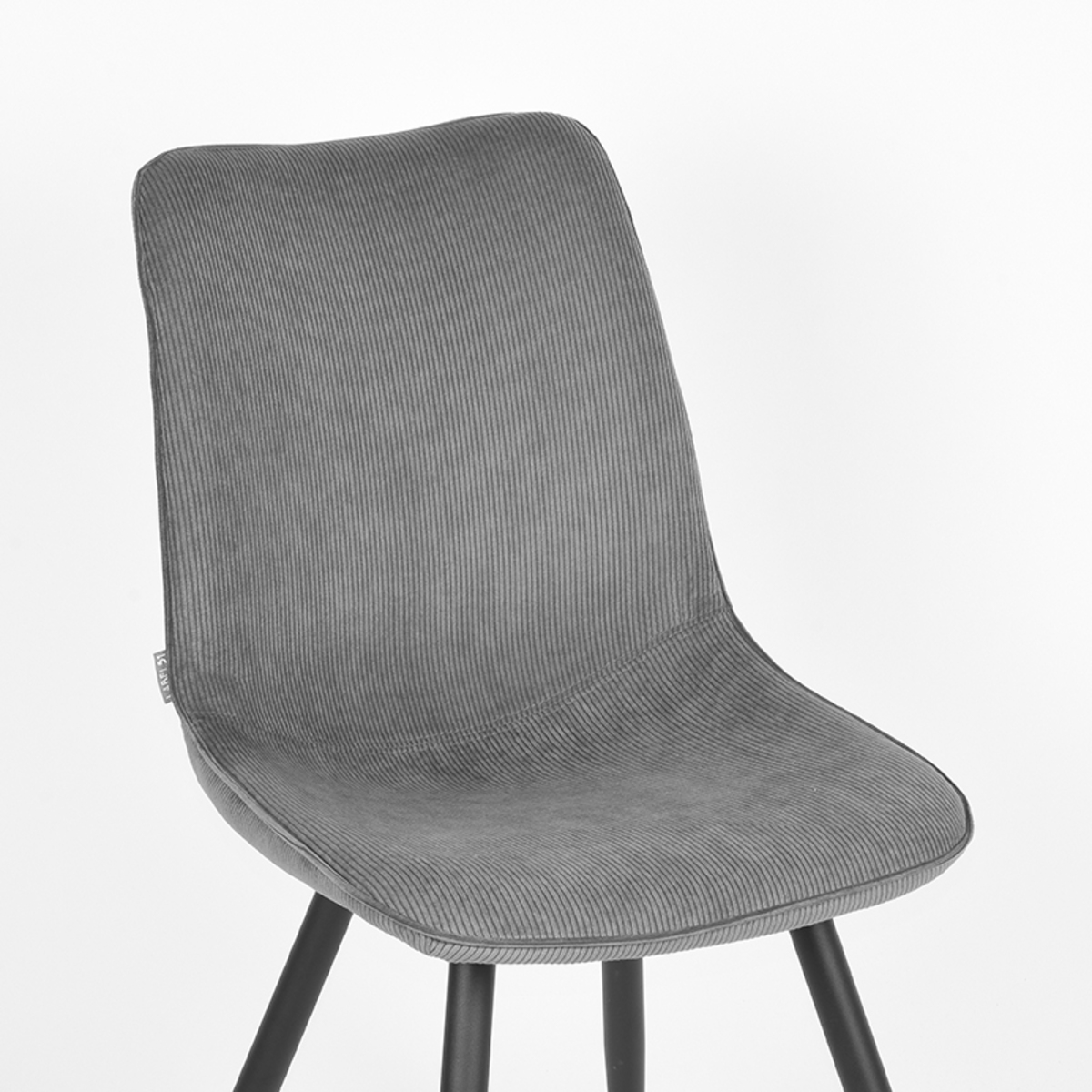 LABEL51 Eetkamerstoel Jort - Donkergrijs - Ribcord - Black Frame - Afbeelding 5