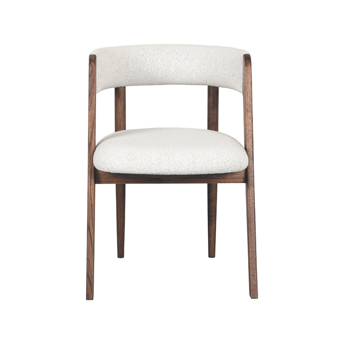 LABEL51 Eetkamerstoel Sasha - Wit - Boucle - Walnut Oak Frame Boucle