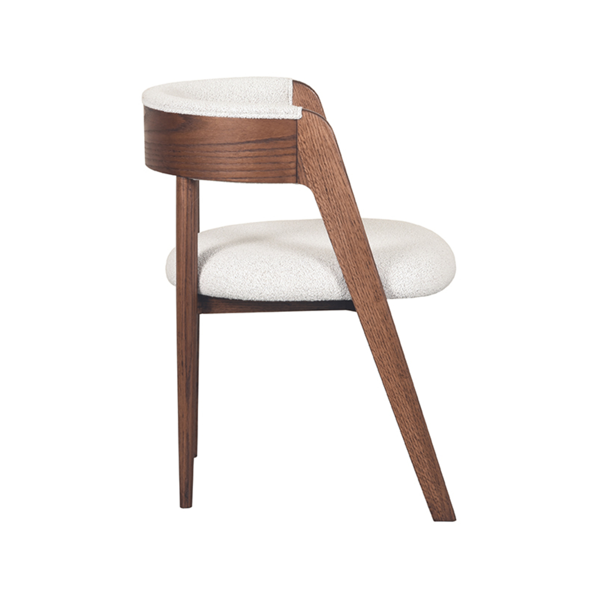LABEL51 Eetkamerstoel Sasha - Wit - Boucle - Walnut Oak Frame Boucle