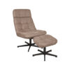 LABEL51 Fauteuil Alvar - Taupe - Micro Suede - Incl. Hocker - Afbeelding 5