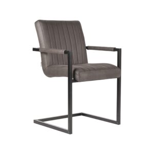 LABEL51 Eetkamerstoel Milo - Antraciet - Microfiber - Black Frame