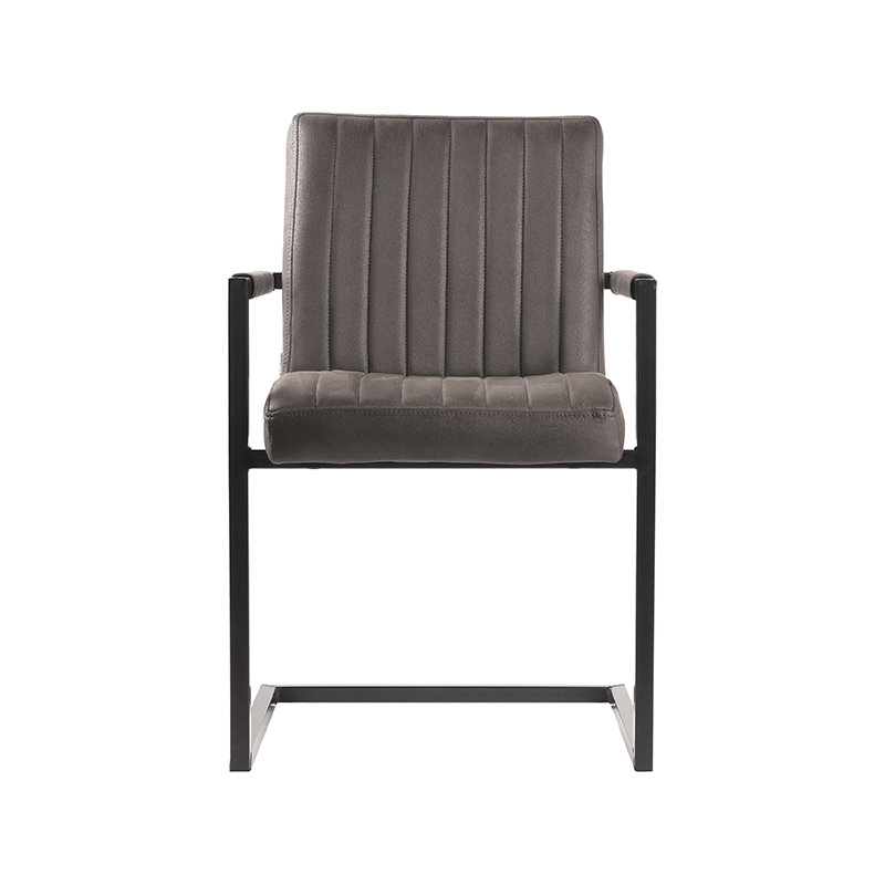 LABEL51 Eetkamerstoel Milo - Antraciet - Microfiber - Black Frame Microfiber