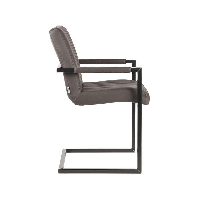 LABEL51 Eetkamerstoel Milo - Antraciet - Microfiber - Black Frame - Afbeelding 5