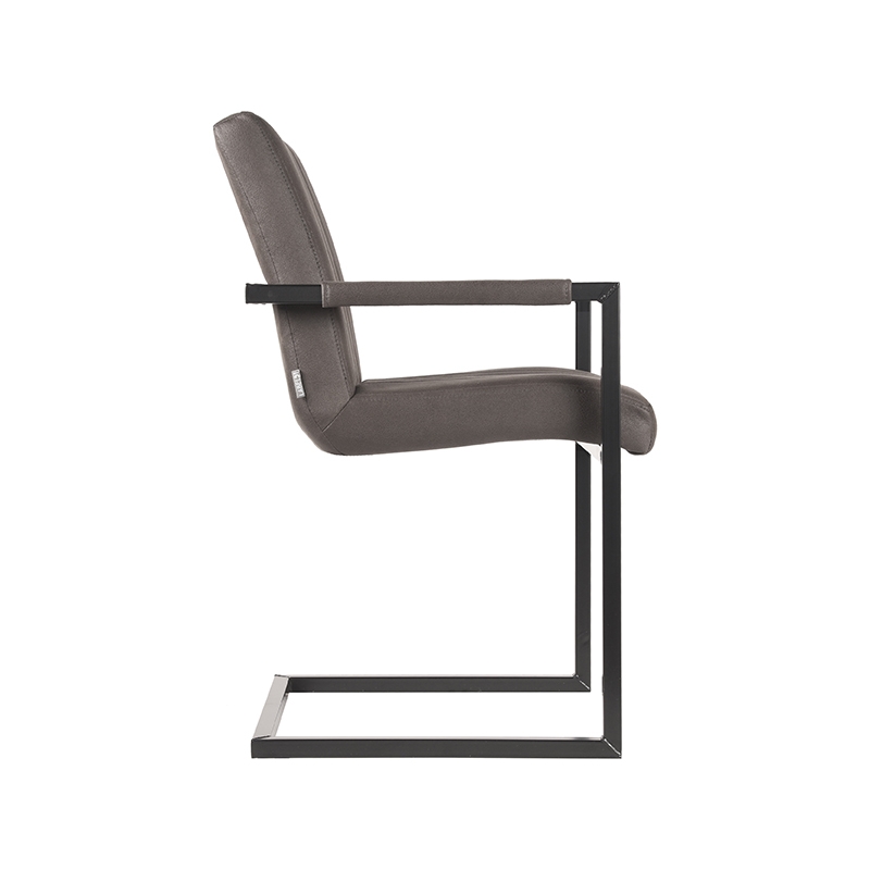 LABEL51 Eetkamerstoel Milo - Antraciet - Microfiber - Black Frame - Afbeelding 4