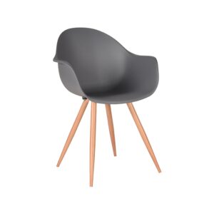 LABEL51 Eetkamerstoel Parma - Antraciet - Kunststof - Oak Metal Woodcover