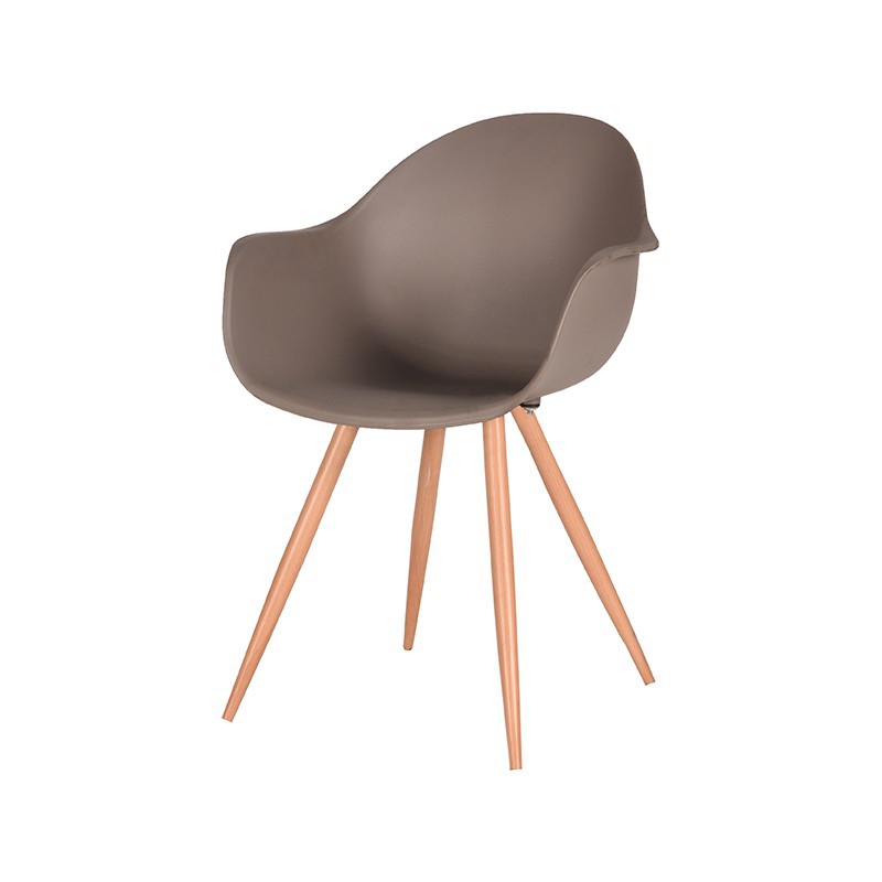 LABEL51 Eetkamerstoel Parma - Coffee - Kunststof - Oak Metal Woodcover Parma