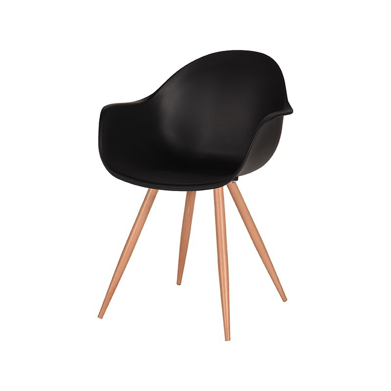 LABEL51 Eetkamerstoel Parma - Zwart - Kunststof - Oak Metal Woodcover Parma