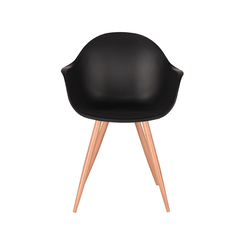 LABEL51 Eetkamerstoel Parma - Zwart - Kunststof - Oak Metal Woodcover Kunststof