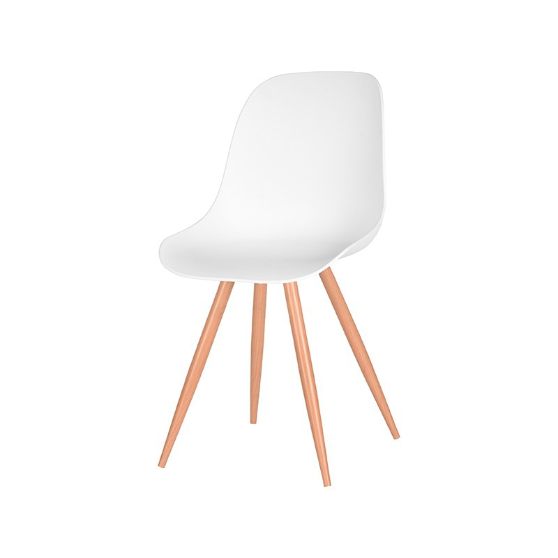 LABEL51 Eetkamerstoel Rimini - Wit - Kunststof - Oak Metal Woodcover Rimini