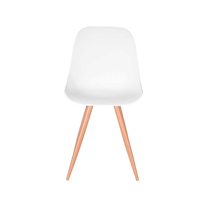 LABEL51 Eetkamerstoel Rimini - Wit - Kunststof - Oak Metal Woodcover Kunststof