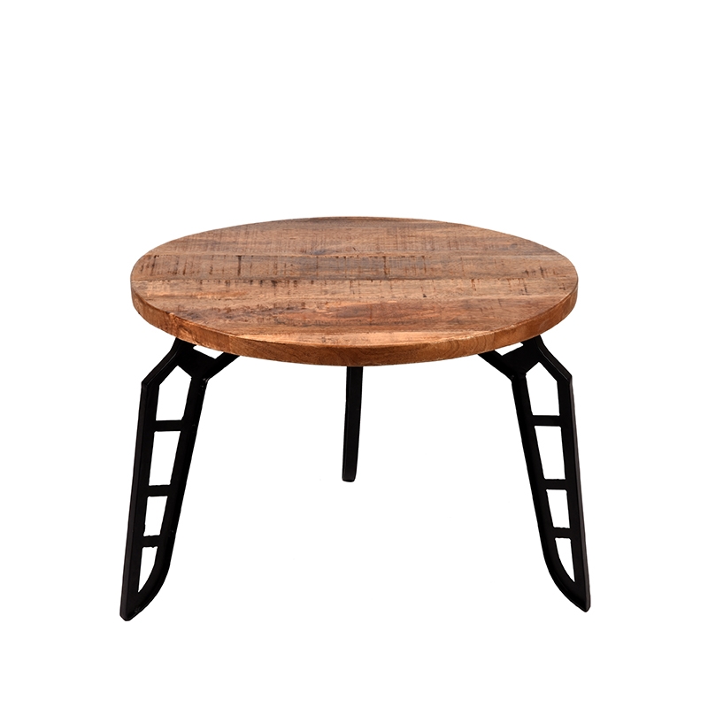 LABEL51 Salontafel Flintstone - Rough - Mangohout - 60 cm - Rond Flintstone