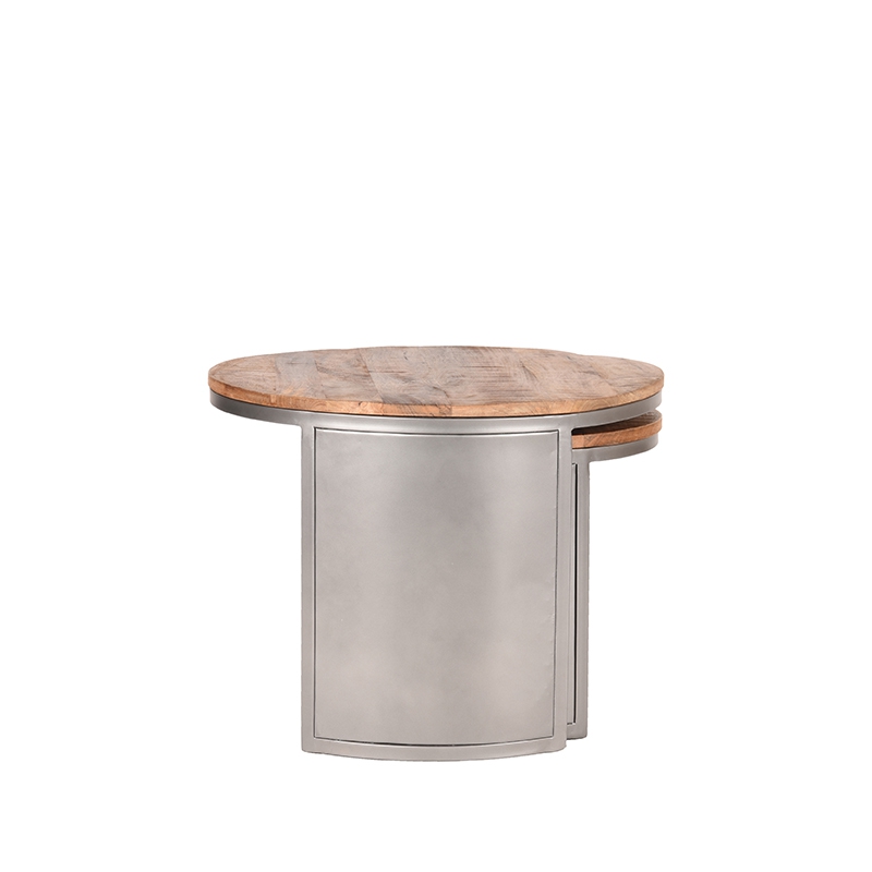 D-MAXX Salontafel Set Bunch - Rough - Mangohout - 60 cm - Rond - Afbeelding 4