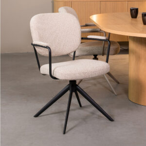 LABEL51 Eetkamerstoel Basel - Naturel - Boucle - Black Frame