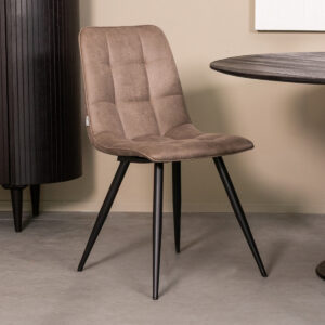 LABEL51 Eetkamerstoel Bistro - Taupe - Micro Suede - Black Frame