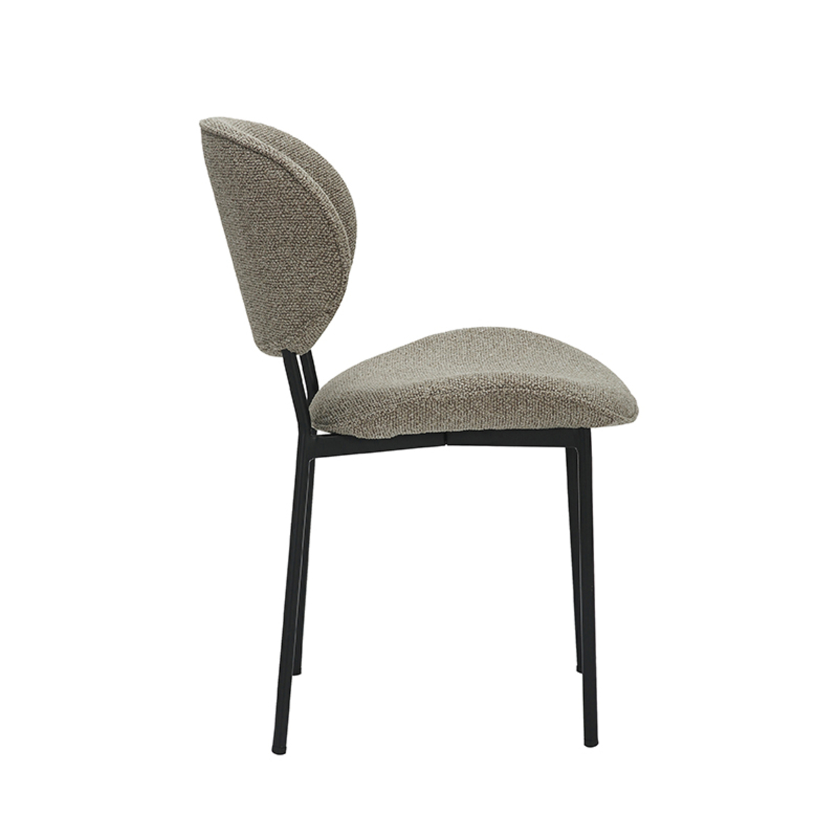 LABEL51 Eetkamerstoel Senn - Truffel grijs - Boucle - Black Frame Boucle