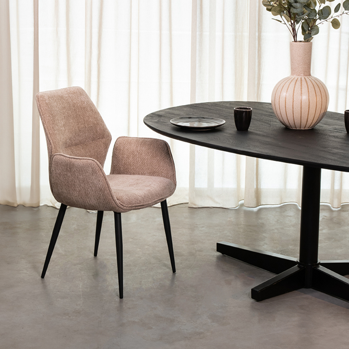 LABEL51 Eetkamerstoel Morris - Clay - Elite - Black Frame