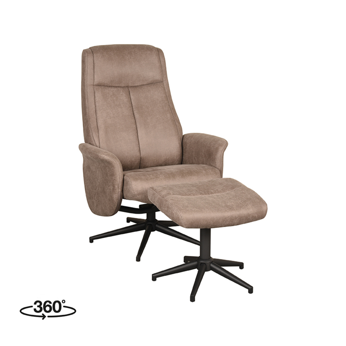 LABEL51 Fauteuil Bergen - Taupe - Micro Suede - Incl. Hocker Bergen
