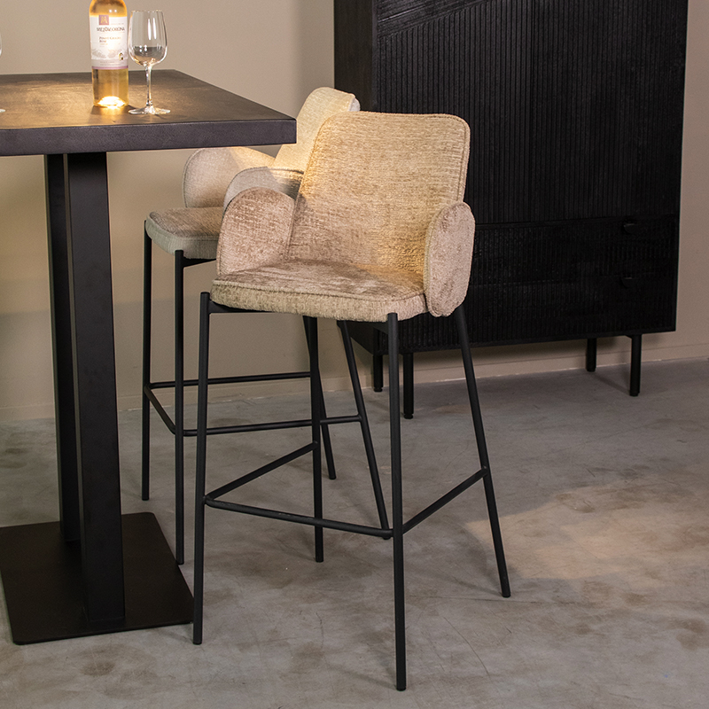 LABEL51 Barkruk Joni - Beige - Elegance - Hoog