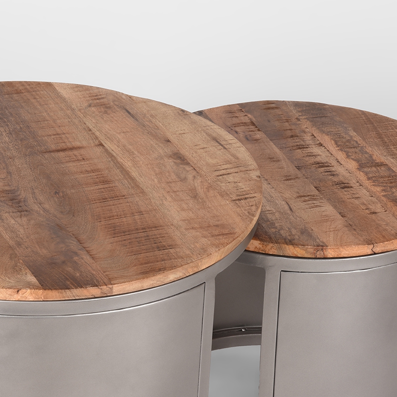 LABEL51 Salontafel Set Bunch - Rough - Mangohout - 60 cm - Rond - Afbeelding 4