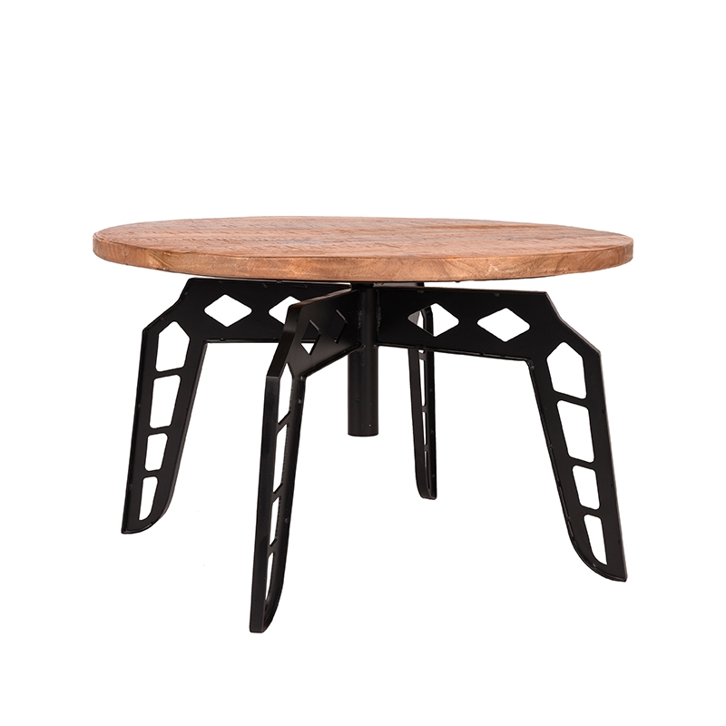 LABEL51 Salontafel Pebble - Rough - Mangohout - 80 cm - Rond Pebble