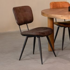 LABEL51 Eetkamerstoel Gus - Antraciet - Microvezel - Zwart Metalen Frame