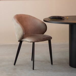 LABEL51 Eetkamerstoel Logan - Taupe - Micro Suede - Zwart Metalen Frame