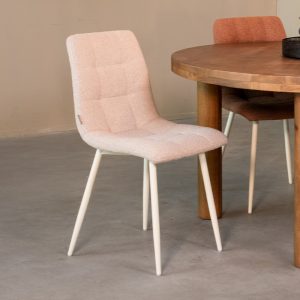 LABEL51 Eetkamerstoel Nino - Champagne - - Wit Metalen Frame