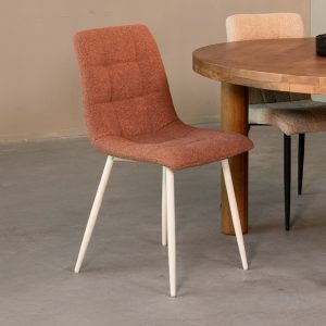 LABEL51 Eetkamerstoel Nino - Terra - - Wit Metalen Frame