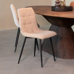 LABEL51 Eetkamerstoel Juul - Zand - - Zwart Metalen Frame