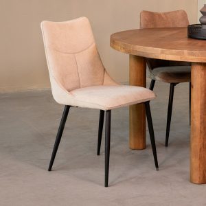 LABEL51 Eetkamerstoel Riv - Naturel - - Zwart Metalen Frame