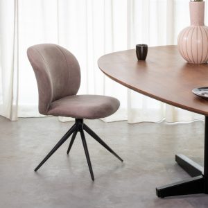 LABEL51 Eetkamerstoel Kimo - Taupe - - Zwart Metalen Frame