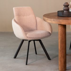 LABEL51 Eetkamerstoel Beauty - Naturel - - Zwart Metalen Frame