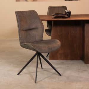 LABEL51 Eetkamerstoel Comfy - Antraciet - Cosmo - Zwart Metalen Frame