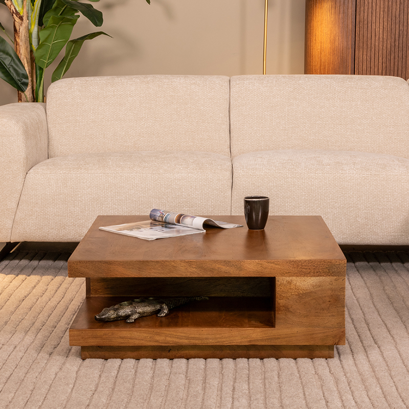 LABEL51 Salontafel Square - Nature Smooth - Mangohout - 80 cm