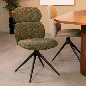 LABEL51 Eetkamerstoel Finn - Forest - - Zwart Metalen Frame