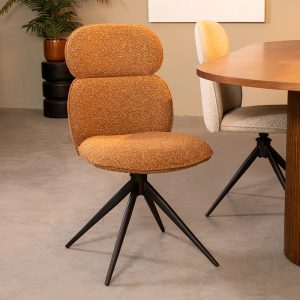 LABEL51 Eetkamerstoel Finn - Coral - Royal Boucle - Zwart Metalen Frame