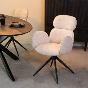 LABEL51 Eetkamerstoel Vidar - Naturel - - Zwart Metalen Frame