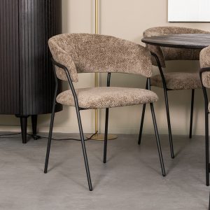 LABEL51 Eetkamerstoel Luuk - Hunter - Elite - Zwart Metalen Frame