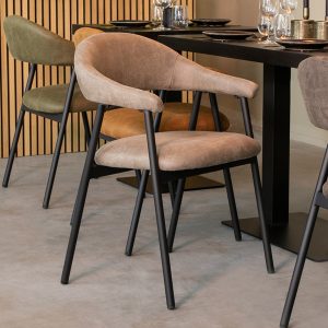 LABEL51 Eetkamerstoel Amaze - Taupe - - Zwart Metalen Frame