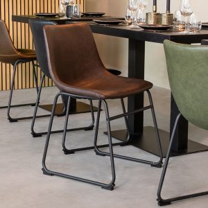 LABEL51 Eetkamerstoel Risto - Bruin - - Zwart Metalen Frame