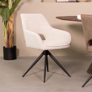 LABEL51 Eetkamerstoel Finley - Champagne - - Zwart Metalen Frame