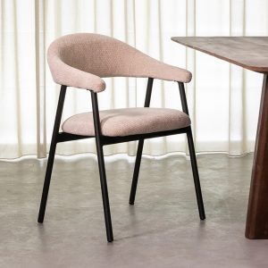 LABEL51 Eetkamerstoel Amaze - Naturel - - Zwart Metalen Frame