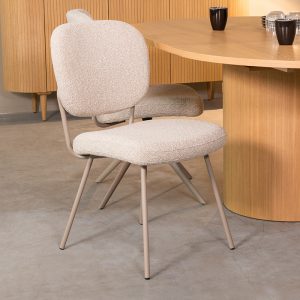 LABEL51 Eetkamerstoel Singapore - Naturel - Royal Boucle - Taupe Metalen Frame