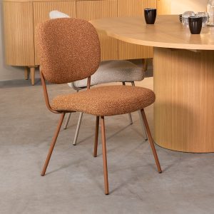 LABEL51 Eetkamerstoel Singapore - Coral - Royal Boucle - Coral Metalen Frame