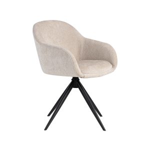 LABEL51 Eetkamerstoel Fiby - Naturel - - Zwart Metalen Frame