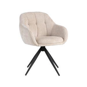 LABEL51 Eetkamerstoel Esma - Naturel - - Zwart Metalen Frame